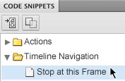Code Snippets panel in Flash Professional