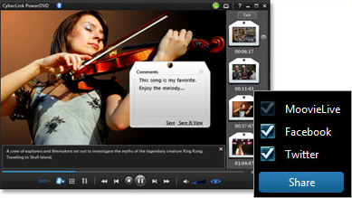 3D DVD player PowerDVD 10 lets you share movie reviews and live comments