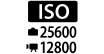 ISO 25600 (still) 12800 (movie)