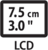 3:2 aspect ratio, 7.5cm / 3.0" LCD Touchscreen